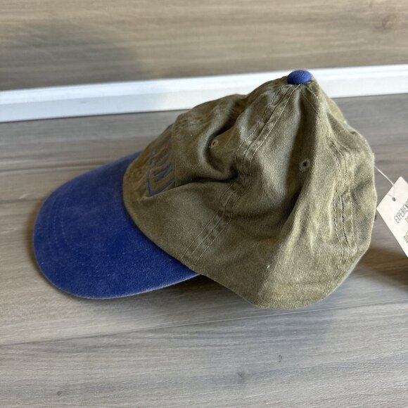 ICON‎ Hat Cap By Adams One Size Leather Strap Cotton Beige Tan Blue Vintage NWT - Picture 3 of 10